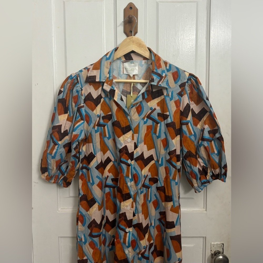 Marigold by Victoria Dunn Hurley City Scape Geometric Midi Dress Size Medium - Picture 3 of 11